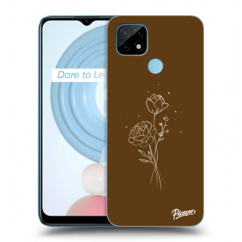 Picasee Realme C21 Hülle - Schwarzes Silikon - Brown flowers