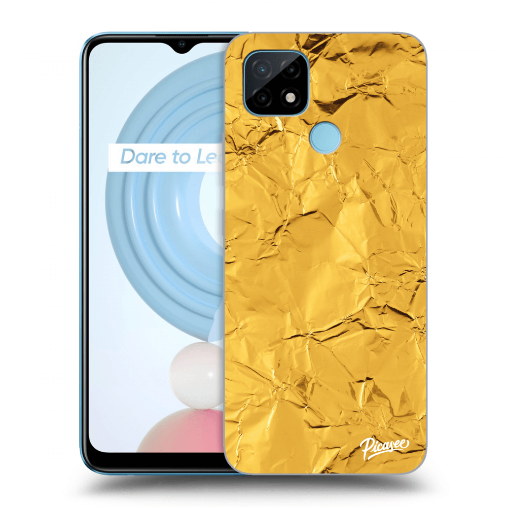 Picasee Realme C21 Hülle - Schwarzes Silikon - Gold