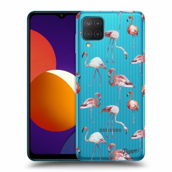 Picasee Samsung Galaxy M12 M127F Hülle - Transparentes Silikon - Flamingos