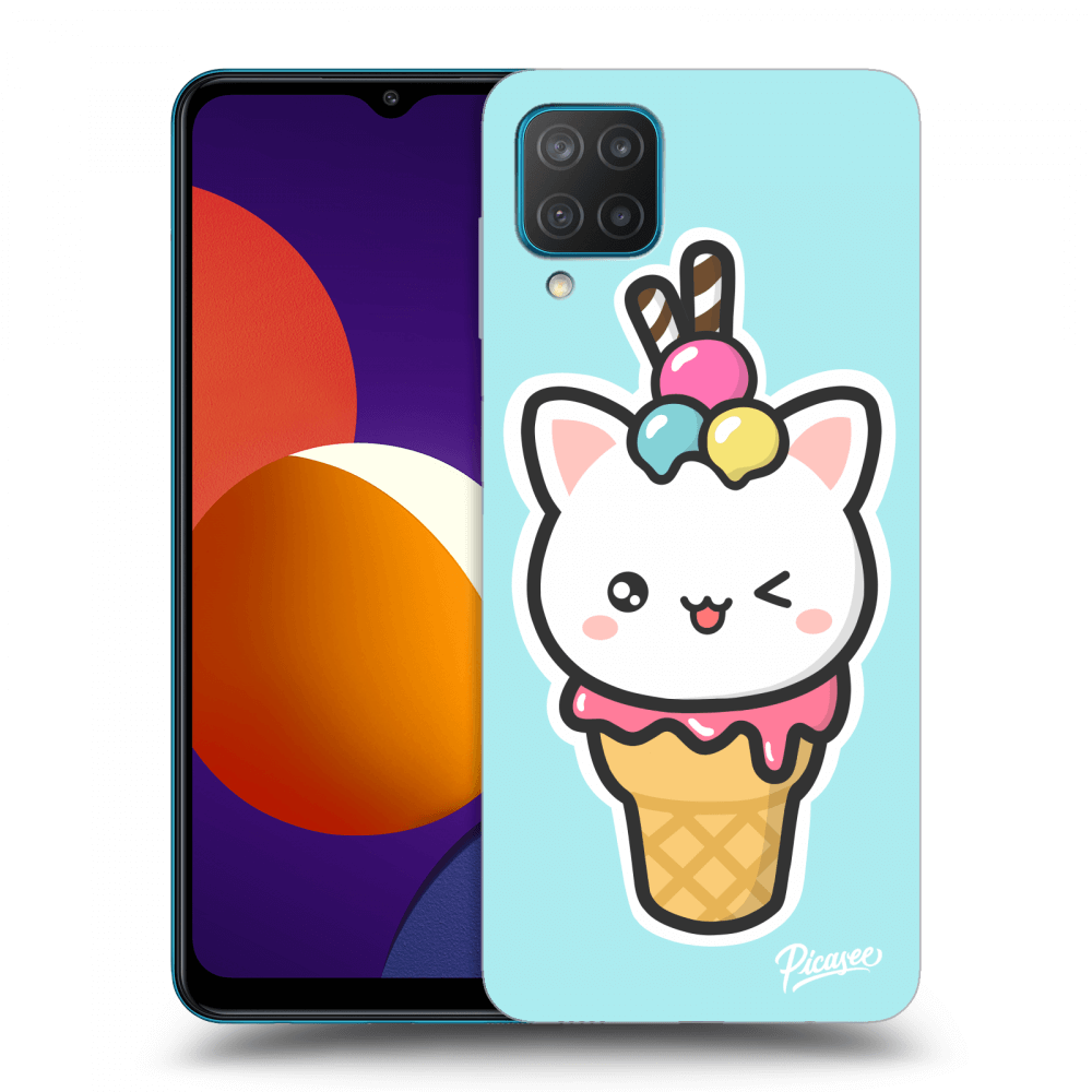 Picasee Samsung Galaxy M12 M127F Hülle - Transparentes Silikon - Ice Cream Cat