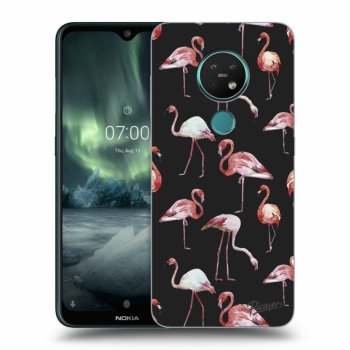 Picasee Nokia 7.2 Hülle - Schwarzes Silikon - Flamingos