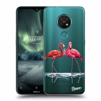 Picasee Nokia 7.2 Hülle - Transparentes Silikon - Flamingos couple