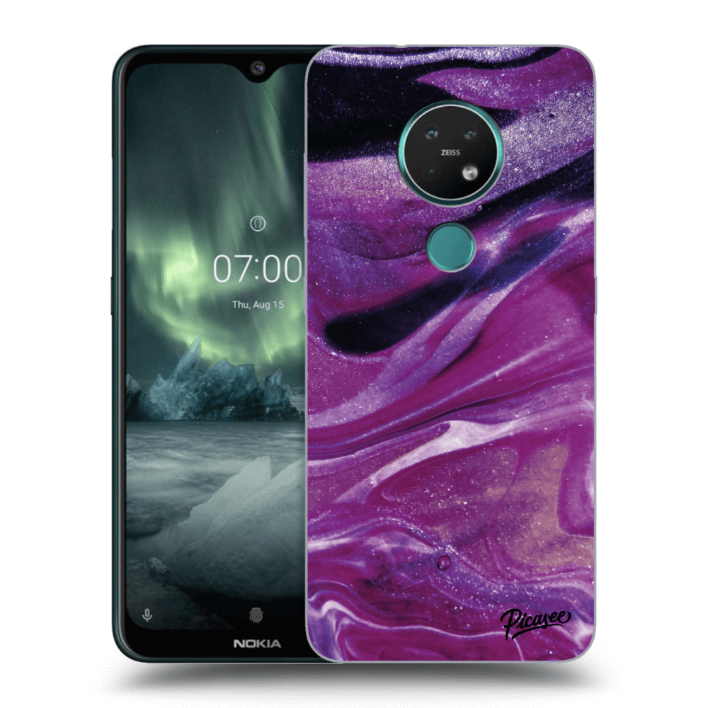 Picasee Nokia 7.2 Hülle - Transparentes Silikon - Purple glitter