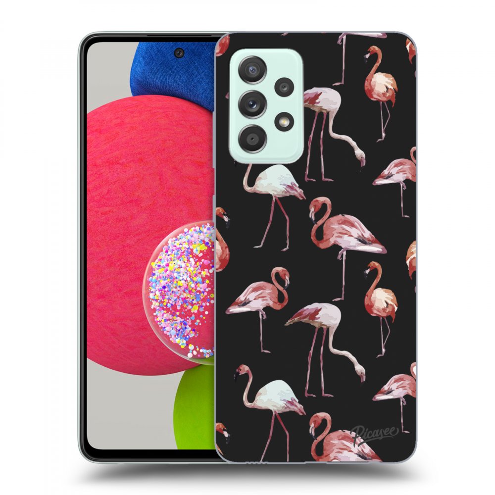 Picasee Samsung Galaxy A52s 5G A528B Hülle - Schwarzes Silikon - Flamingos
