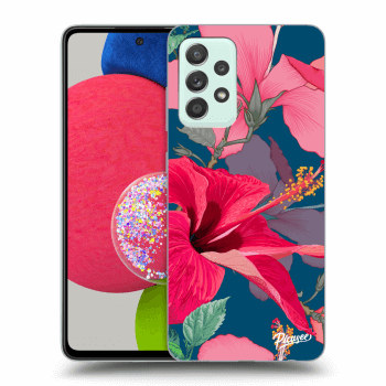 Picasee Samsung Galaxy A52s 5G A528B Hülle - Schwarzes Silikon - Hibiscus