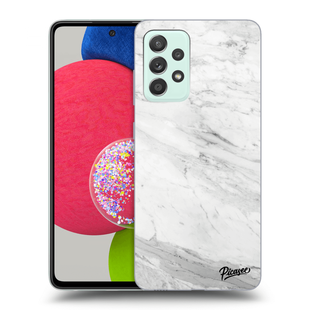 Picasee Samsung Galaxy A52s 5G A528B Hülle - Schwarzes Silikon - White marble