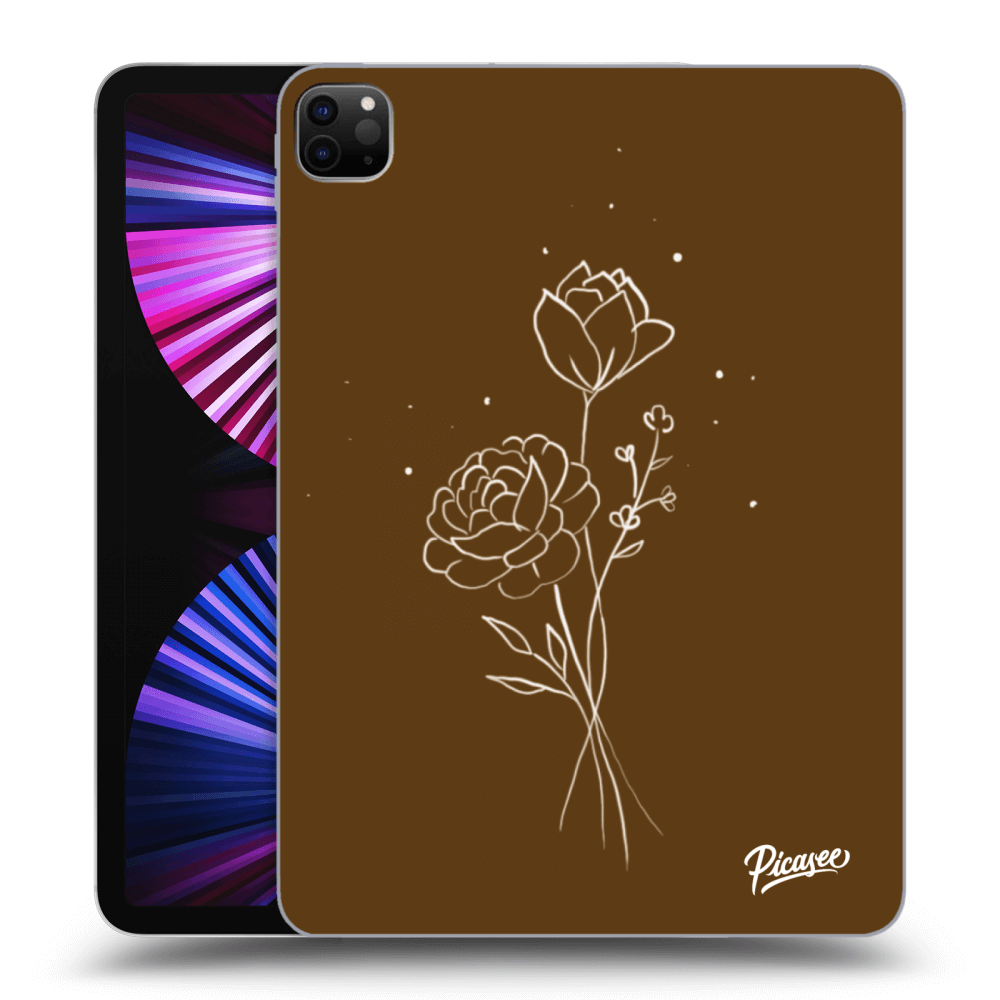 Picasee Schwarze Silikonhülle für Apple iPad Pro 11" 2021 (3.gen) - Brown flowers