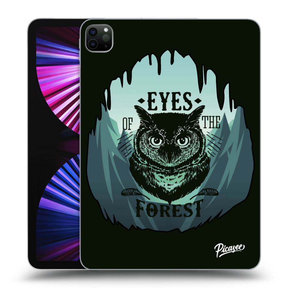 Picasee Schwarze Silikonhülle für Apple iPad Pro 11" 2021 (3.gen) - Forest owl