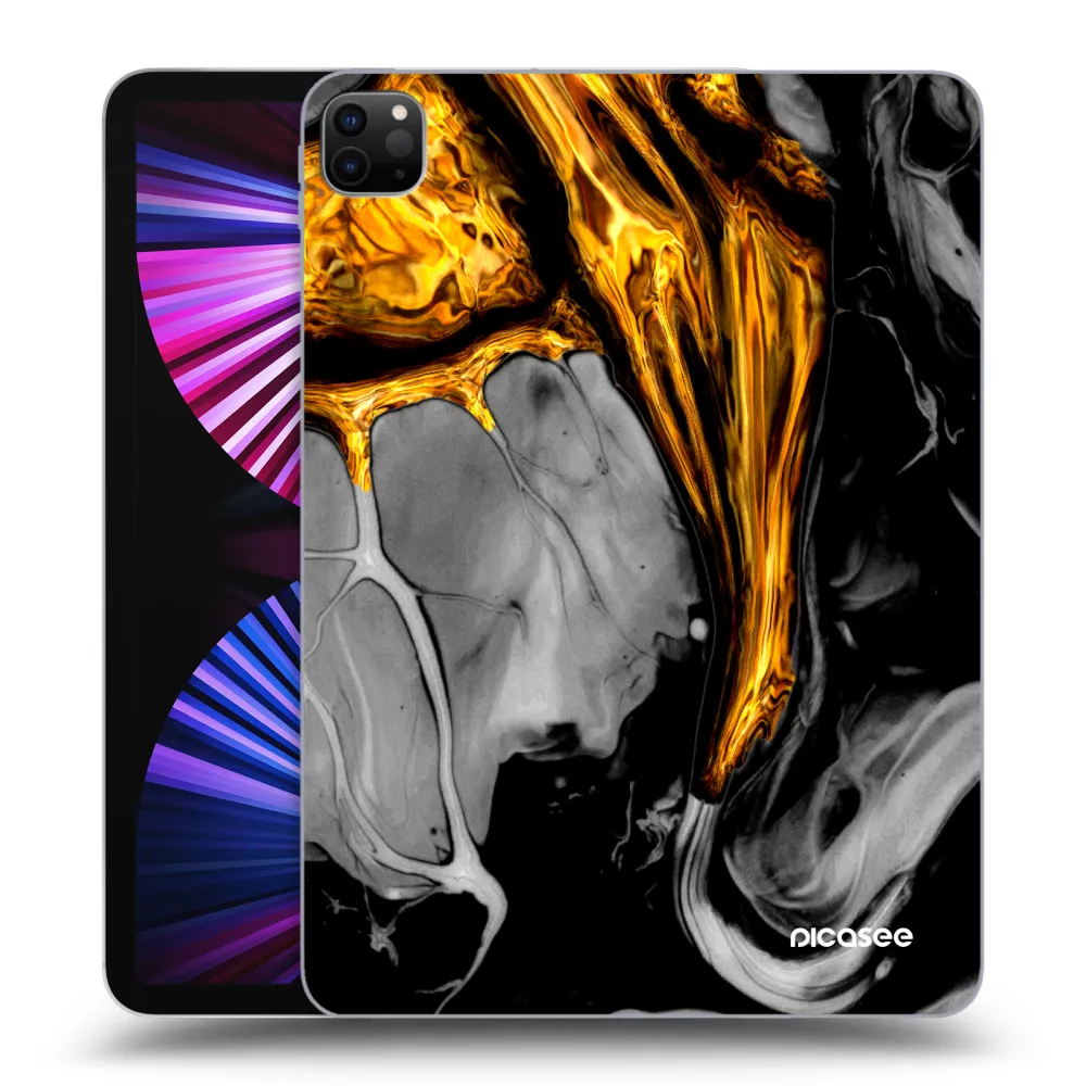 Picasee Schwarze Silikonhülle für Apple iPad Pro 11" 2021 (3.gen) - Black Gold