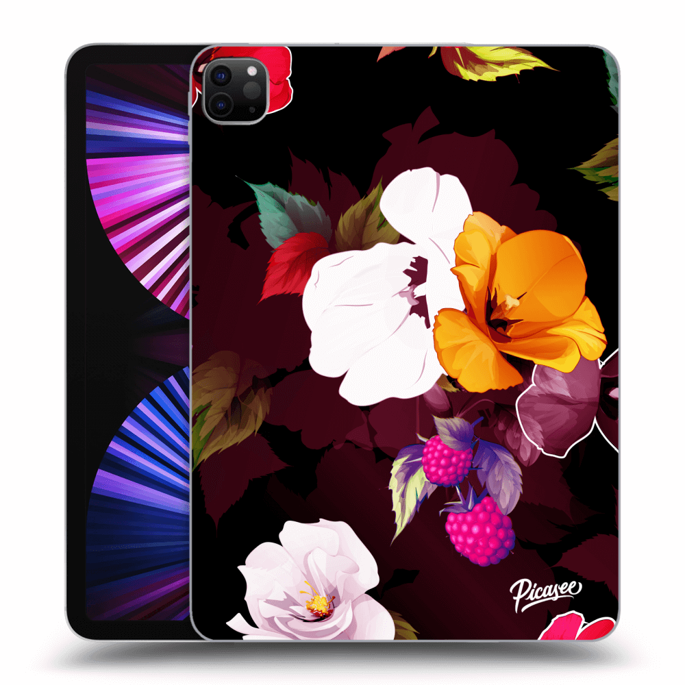 Picasee Schwarze Silikonhülle für Apple iPad Pro 11" 2021 (3.gen) - Flowers and Berries