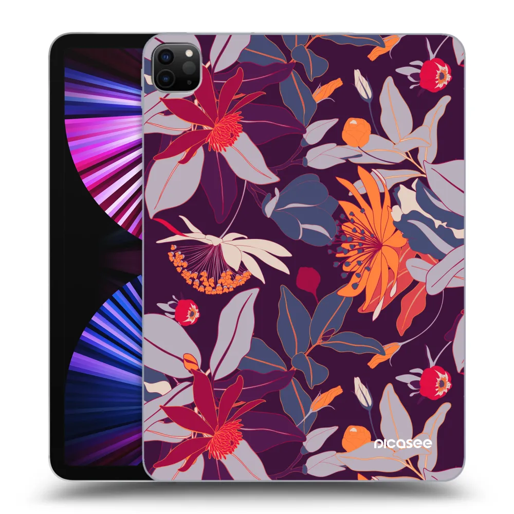 Picasee Schwarze Silikonhülle für Apple iPad Pro 11" 2021 (3.gen) - Purple Leaf