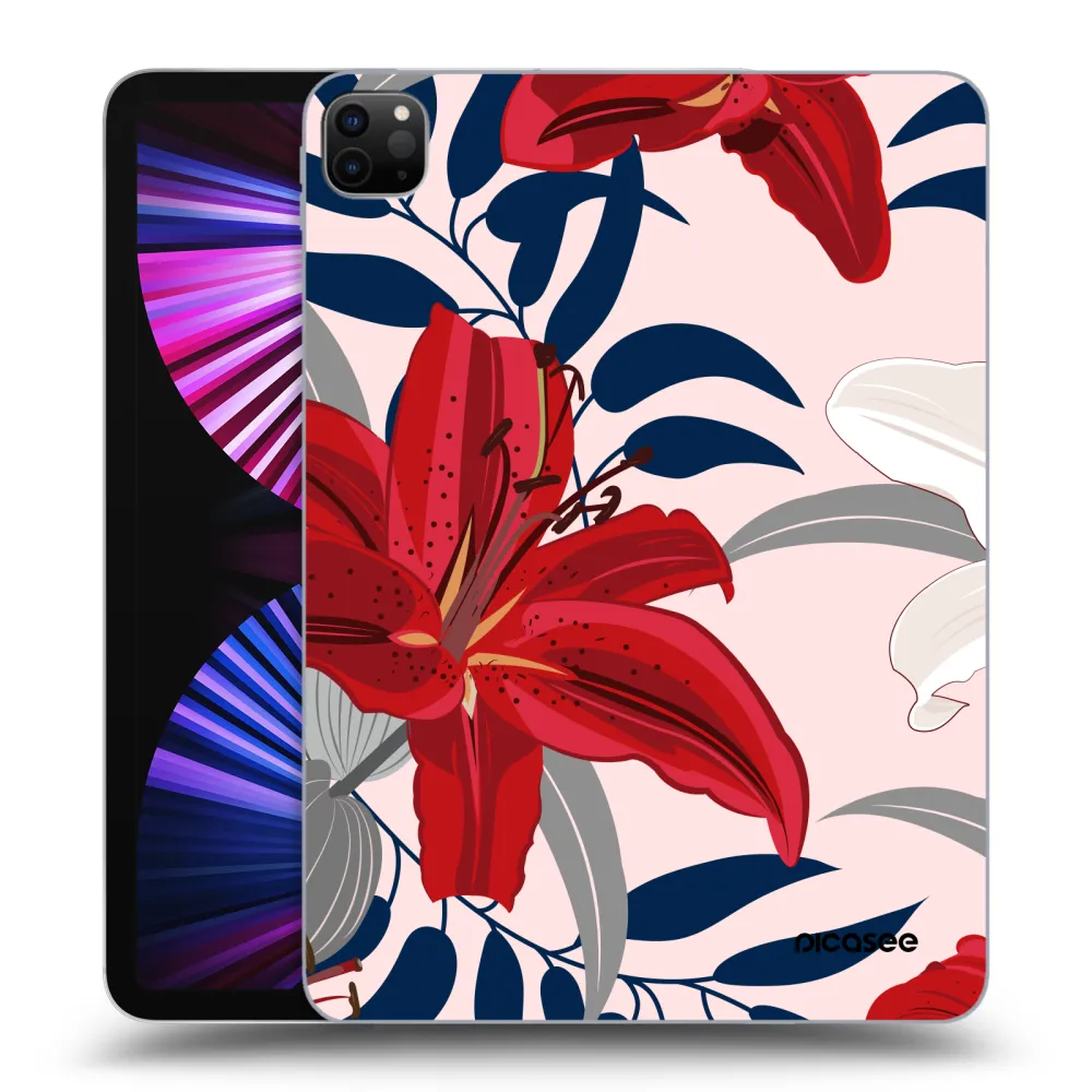 Picasee Schwarze Silikonhülle für Apple iPad Pro 11" 2021 (3.gen) - Red Lily