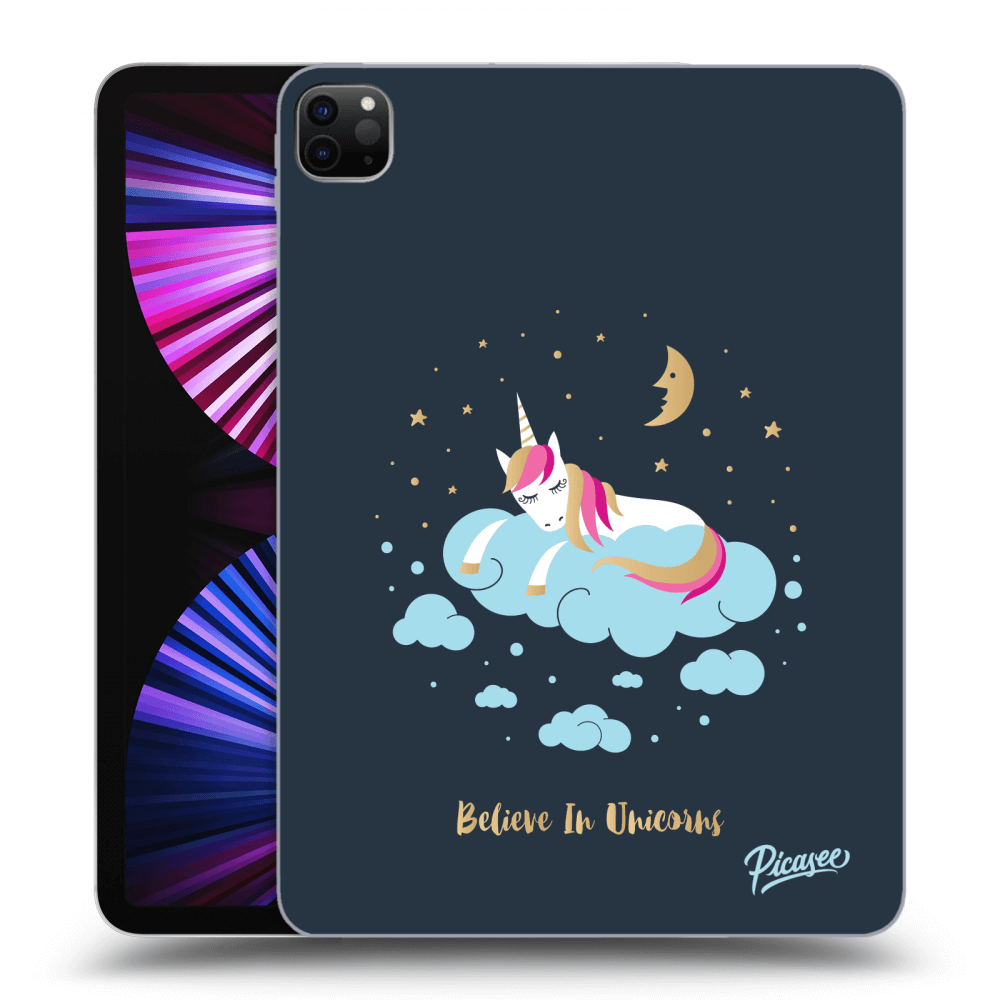 Picasee Schwarze Silikonhülle für Apple iPad Pro 11" 2021 (3.gen) - Believe In Unicorns
