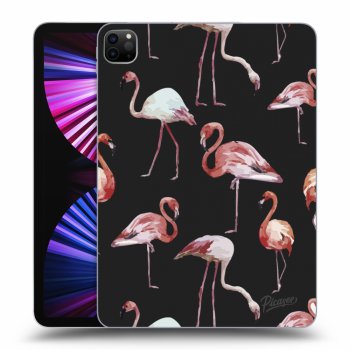 Picasee Schwarze Silikonhülle für Apple iPad Pro 11" 2021 (3.gen) - Flamingos