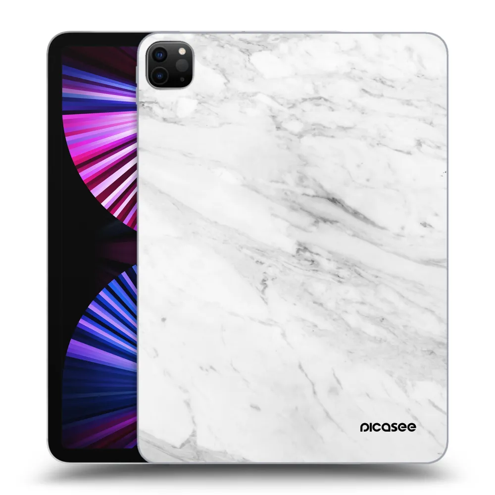 Picasee Schwarze Silikonhülle für Apple iPad Pro 11" 2021 (3.gen) - White marble