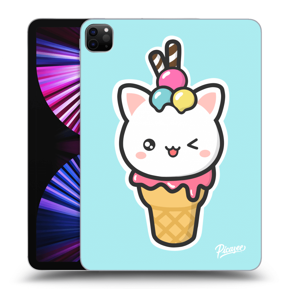 Picasee transparente Silikonhülle für Apple iPad Pro 11" 2021 (3.gen) - Ice Cream Cat