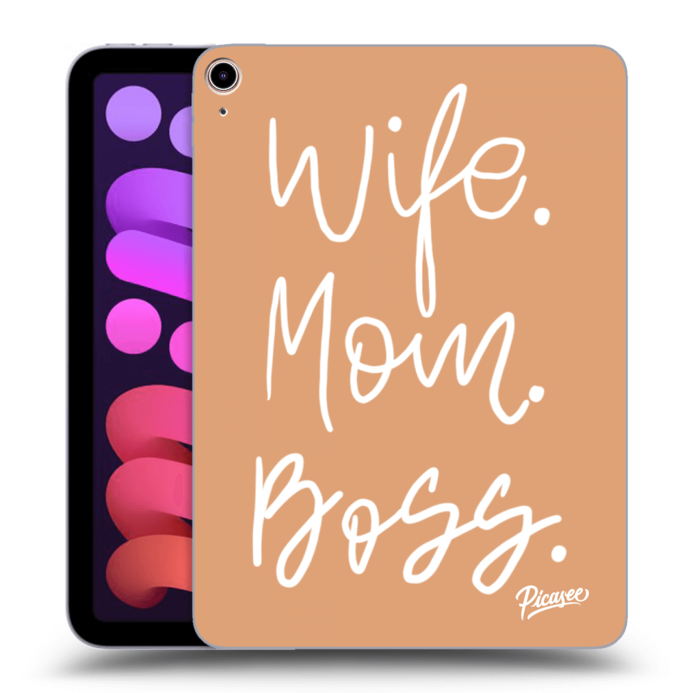 Picasee Schwarze Silikonhülle für Apple iPad mini 2021 (6. gen) - Boss Mama