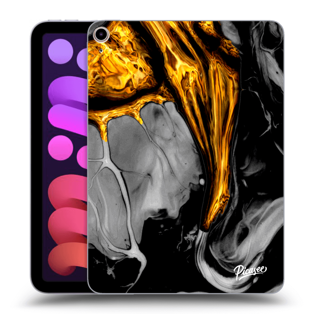 Picasee Schwarze Silikonhülle für Apple iPad mini 2021 (6. gen) - Black Gold