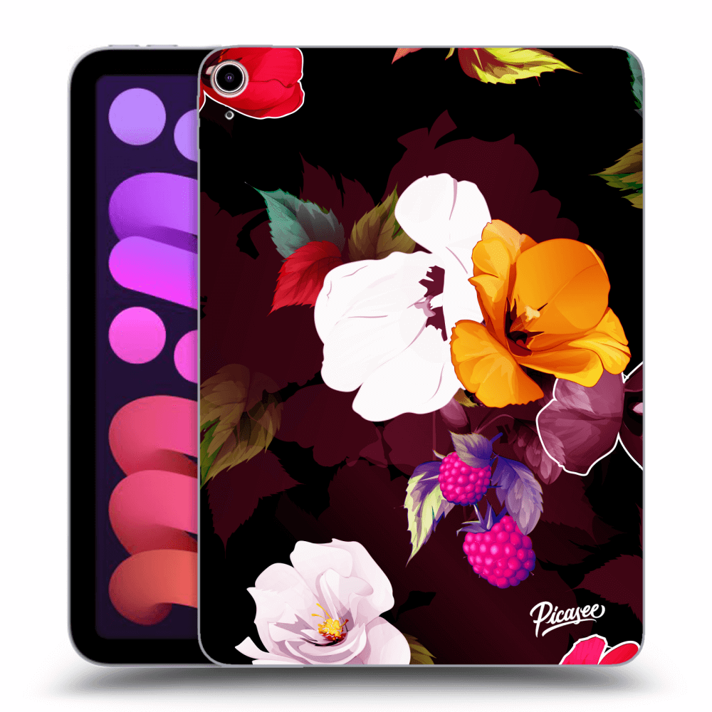 Picasee Schwarze Silikonhülle für Apple iPad mini 2021 (6. gen) - Flowers and Berries