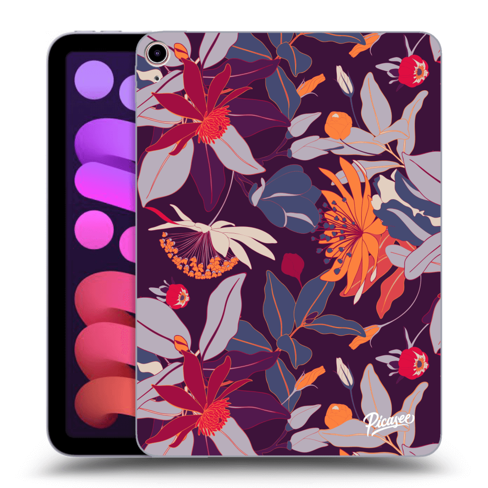 Picasee Schwarze Silikonhülle für Apple iPad mini 2021 (6. gen) - Purple Leaf