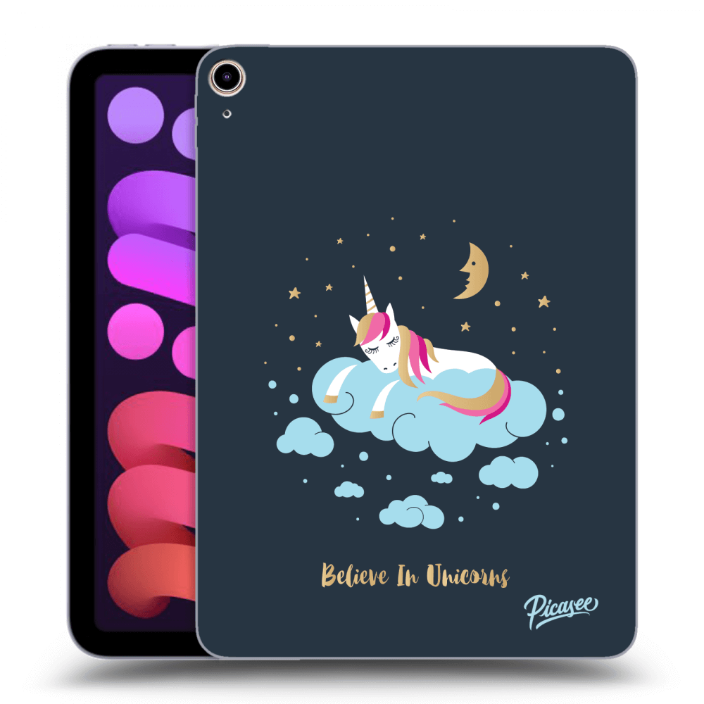 Picasee Schwarze Silikonhülle für Apple iPad mini 2021 (6. gen) - Believe In Unicorns