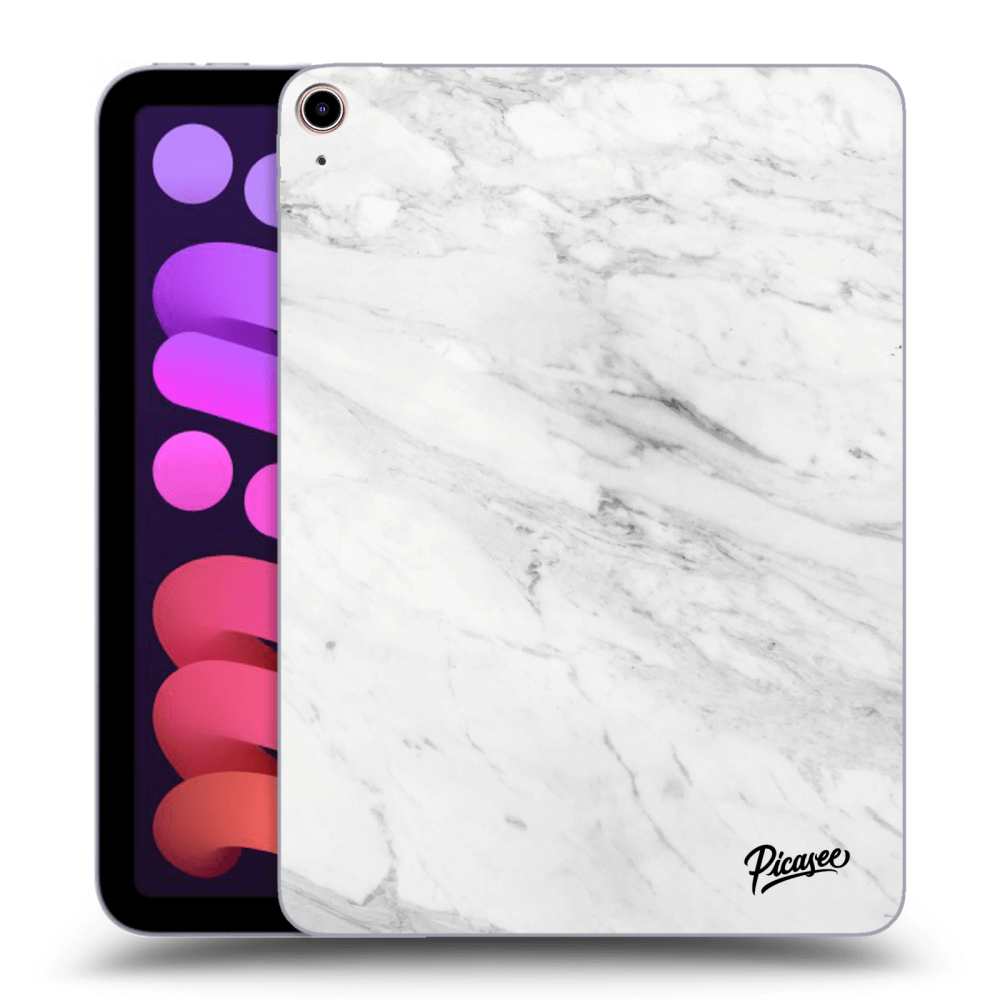 Picasee Schwarze Silikonhülle für Apple iPad mini 2021 (6. gen) - White marble