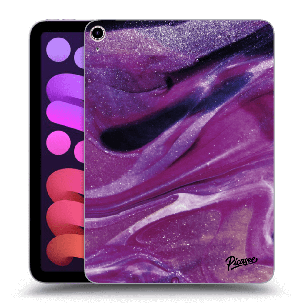 Picasee Schwarze Silikonhülle für Apple iPad mini 2021 (6. gen) - Purple glitter