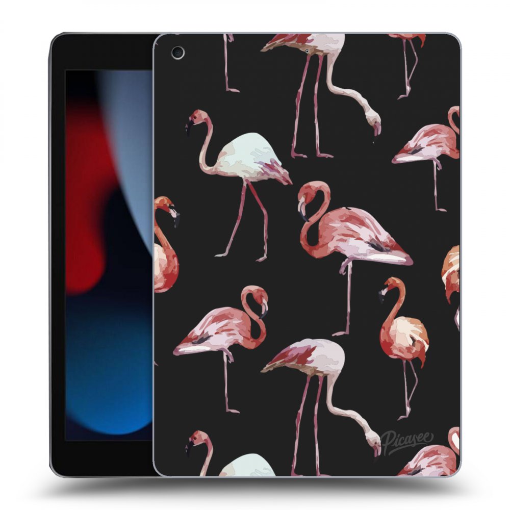 Picasee Schwarze Silikonhülle für Apple iPad 10.2" 2021 (9. gen) - Flamingos