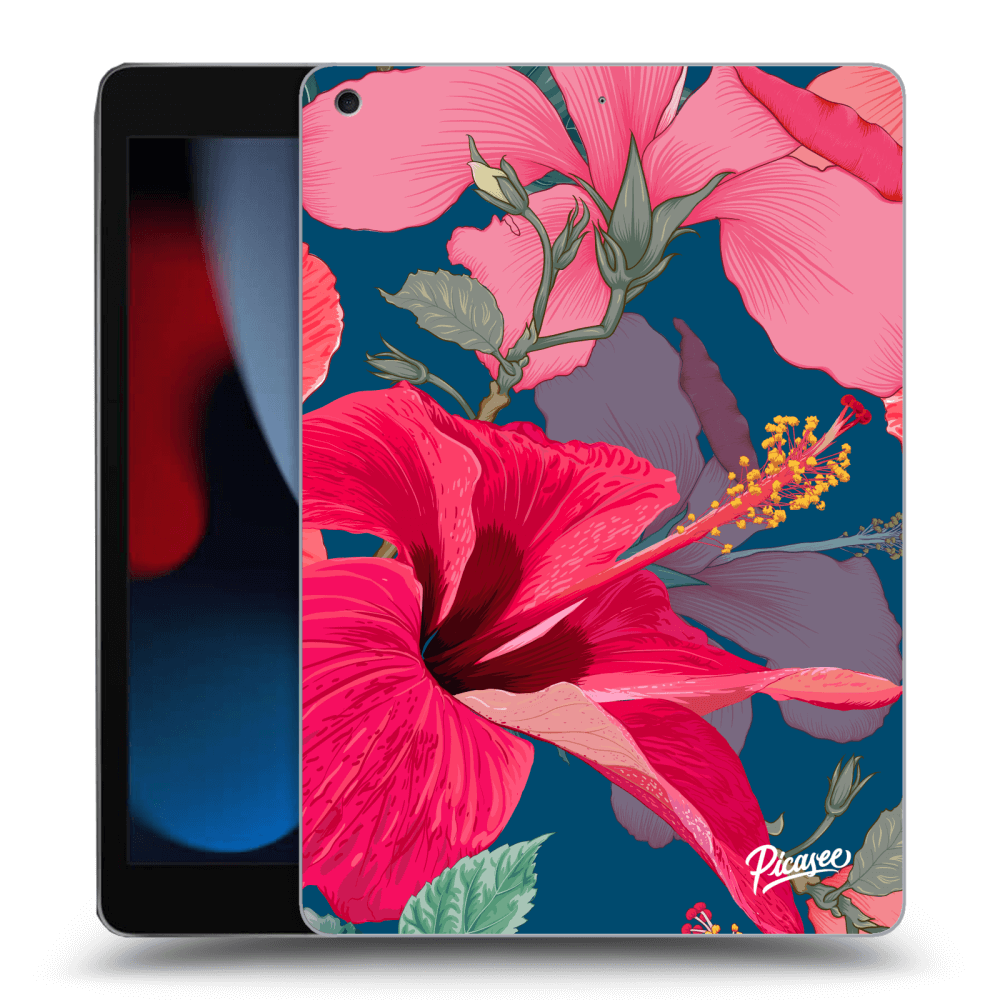 Picasee Schwarze Silikonhülle für Apple iPad 10.2" 2021 (9. gen) - Hibiscus