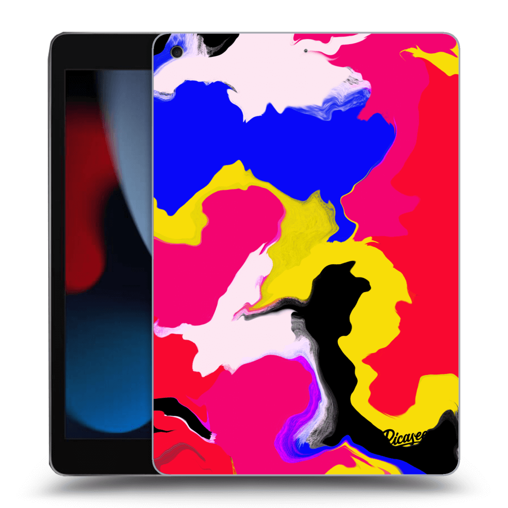Picasee Schwarze Silikonhülle für Apple iPad 10.2" 2021 (9. gen) - Watercolor