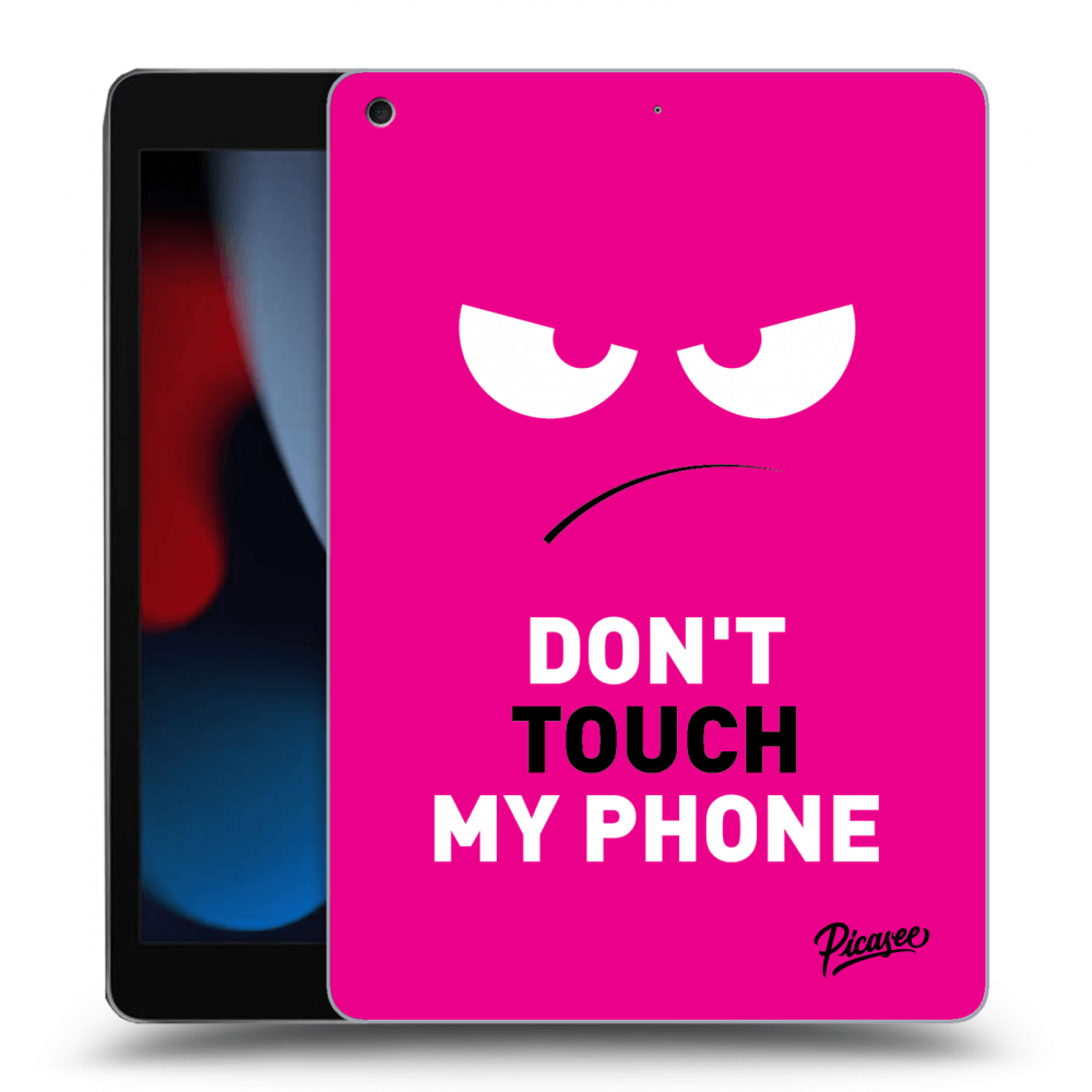 Picasee Schwarze Silikonhülle für Apple iPad 10.2" 2021 (9. gen) - Angry Eyes - Pink
