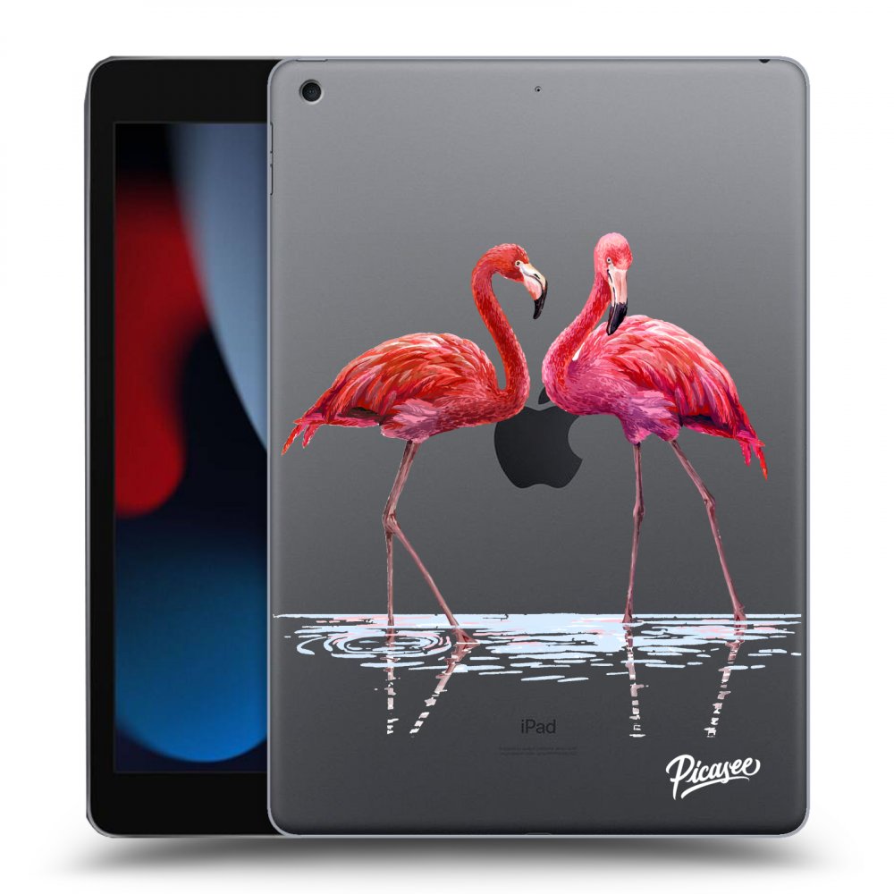Picasee transparente Silikonhülle für Apple iPad 10.2" 2021 (9. gen) - Flamingos couple