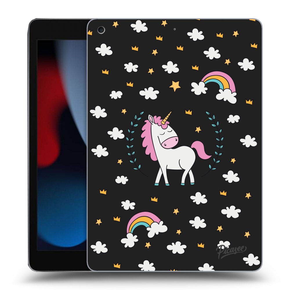 Picasee Schwarze Silikonhülle für Apple iPad 10.2" 2021 (9. gen) - Unicorn star heaven