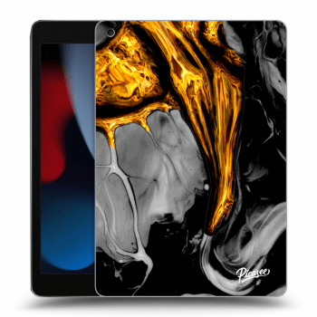 Picasee Schwarze Silikonhülle für Apple iPad 10.2" 2021 (9. gen) - Black Gold