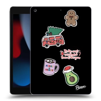 Picasee Schwarze Silikonhülle für Apple iPad 10.2" 2021 (9. gen) - Christmas Stickers