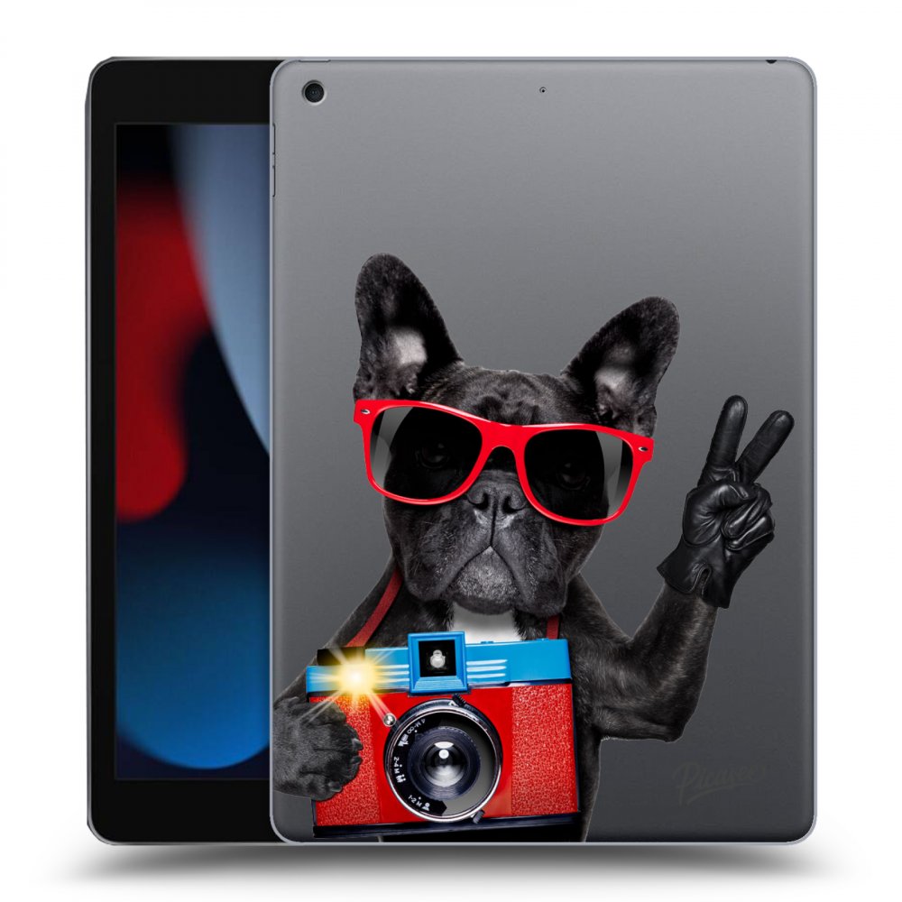 Picasee transparente Silikonhülle für Apple iPad 10.2" 2021 (9. gen) - French Bulldog