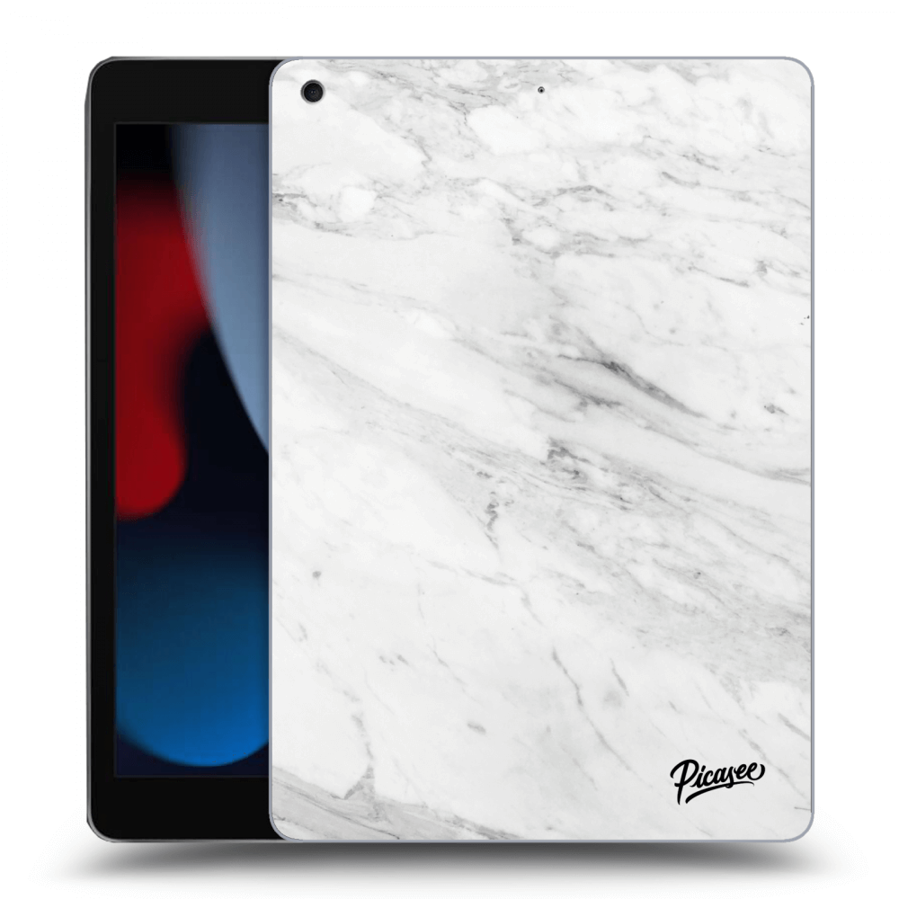 Picasee Schwarze Silikonhülle für Apple iPad 10.2" 2021 (9. gen) - White marble