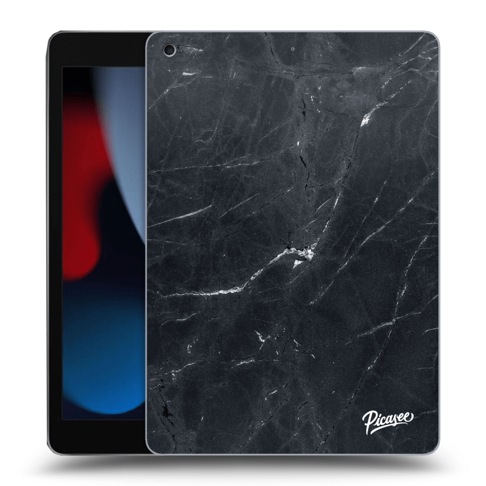 Picasee Schwarze Silikonhülle für Apple iPad 10.2" 2021 (9. gen) - Black marble