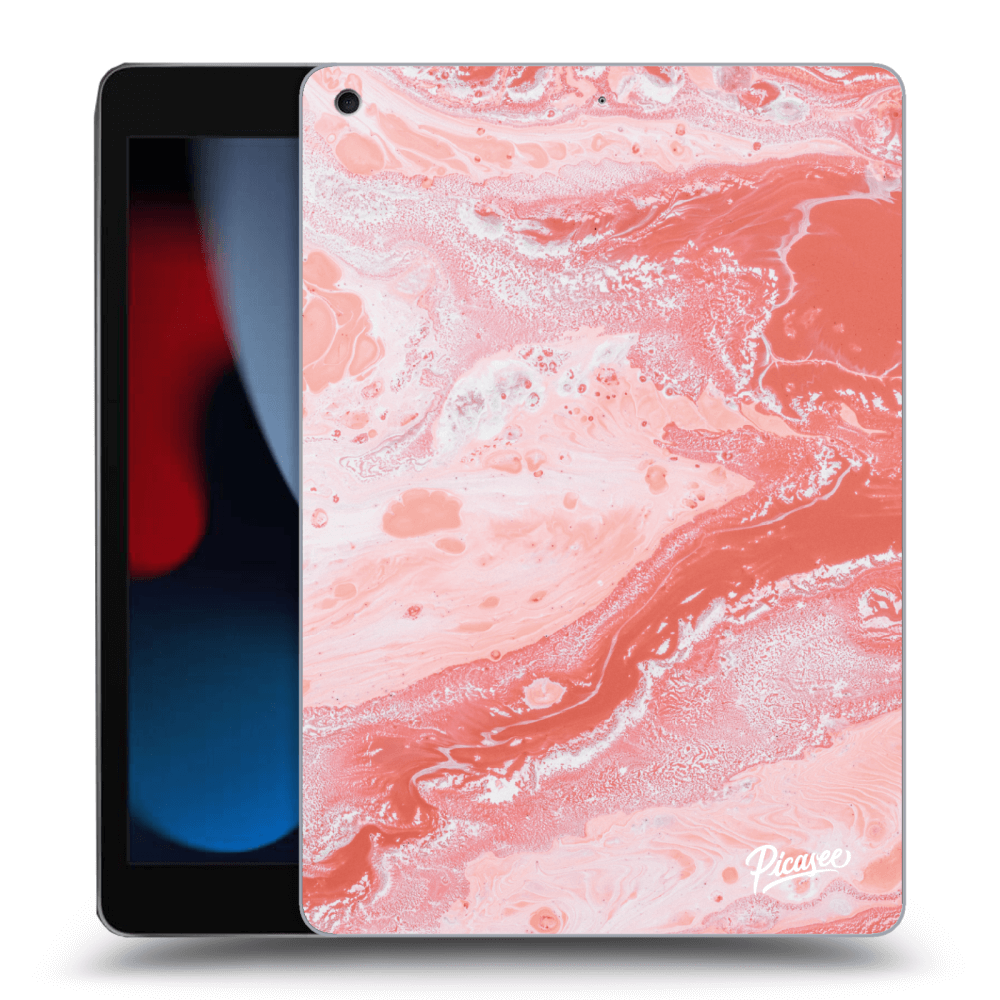 Picasee Schwarze Silikonhülle für Apple iPad 10.2" 2021 (9. gen) - Red liquid