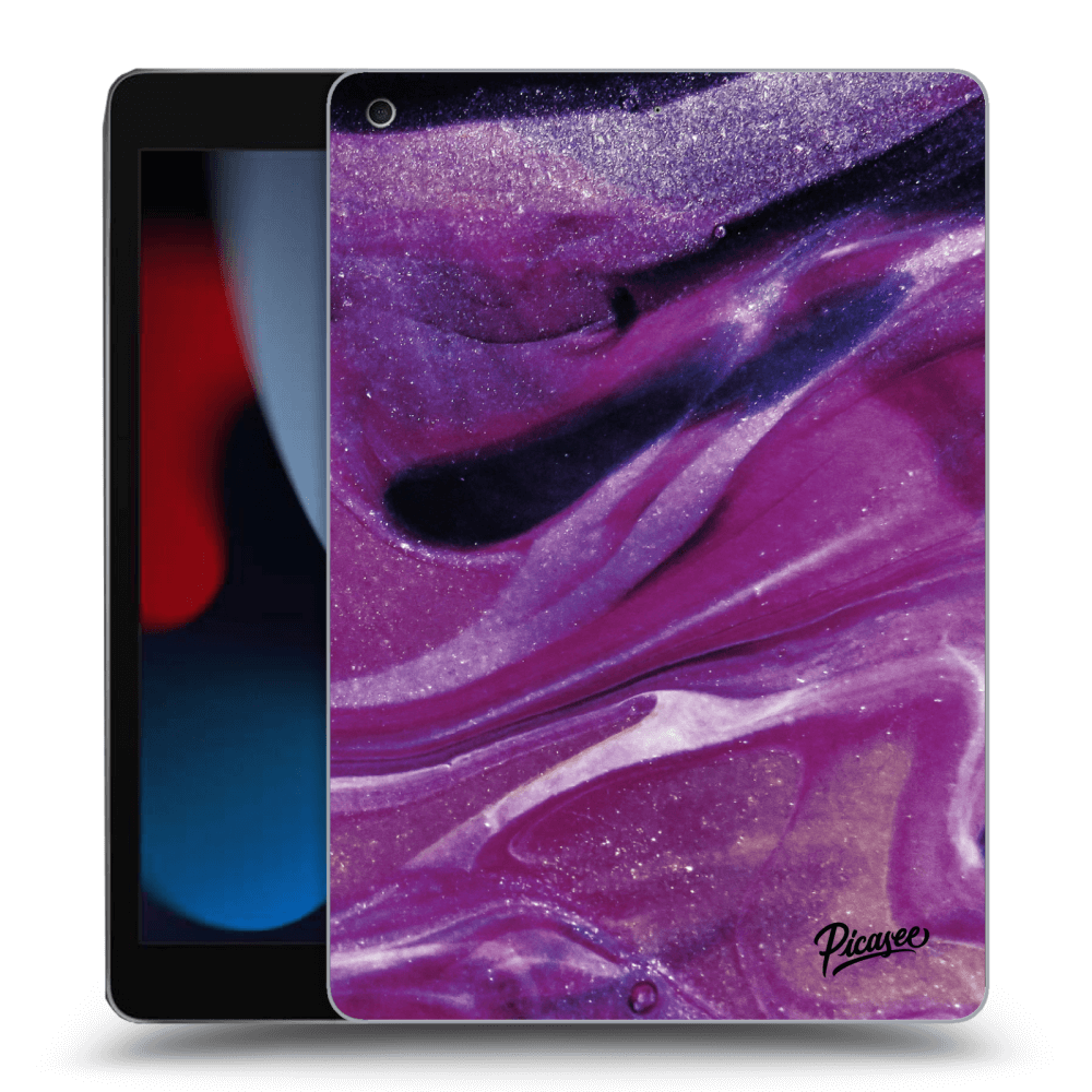 Picasee Schwarze Silikonhülle für Apple iPad 10.2" 2021 (9. gen) - Purple glitter