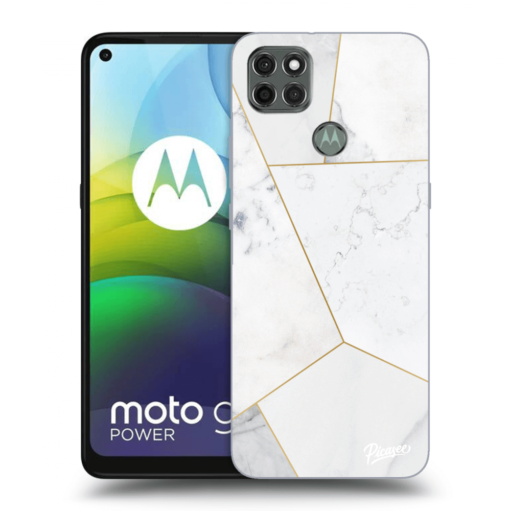 Picasee Motorola Moto G9 Power Hülle - Schwarzes Silikon - White tile