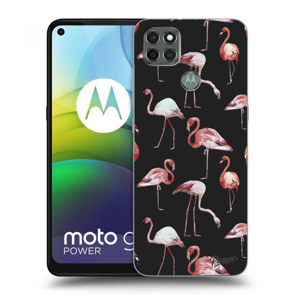 Picasee Motorola Moto G9 Power Hülle - Schwarzes Silikon - Flamingos