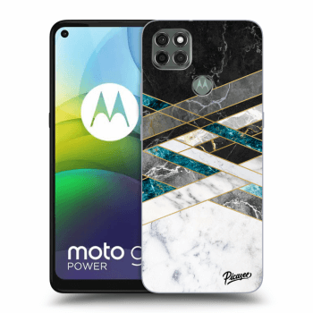 Picasee Motorola Moto G9 Power Hülle - Schwarzes Silikon - Black & White geometry