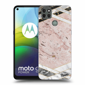 Picasee Motorola Moto G9 Power Hülle - Schwarzes Silikon - Pink geometry