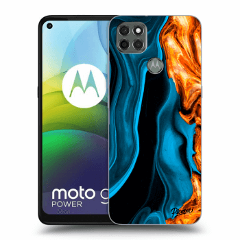 Picasee Motorola Moto G9 Power Hülle - Schwarzes Silikon - Gold blue