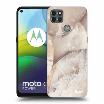 Picasee Motorola Moto G9 Power Hülle - Schwarzes Silikon - Cream marble