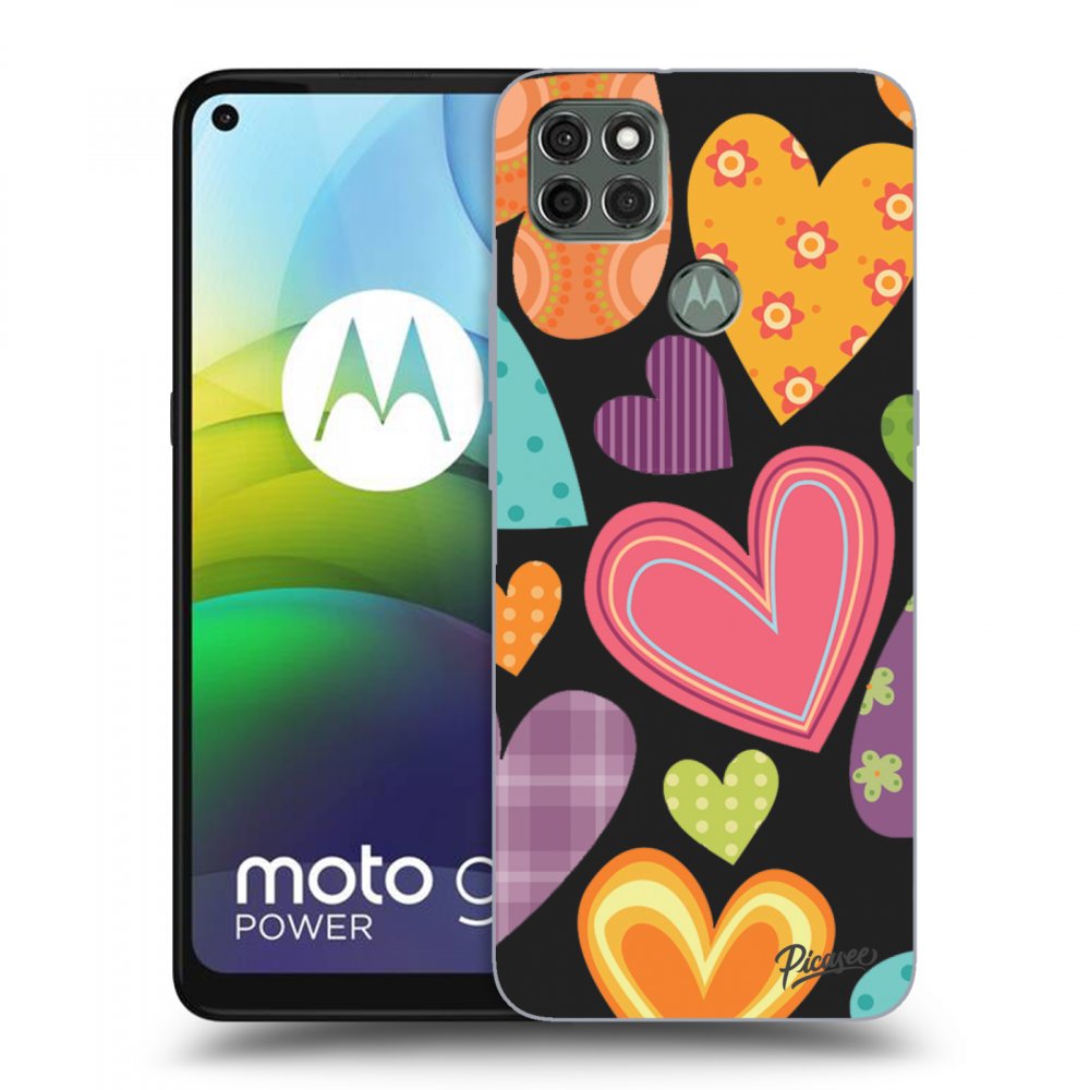 Picasee Motorola Moto G9 Power Hülle - Schwarzes Silikon - Colored heart