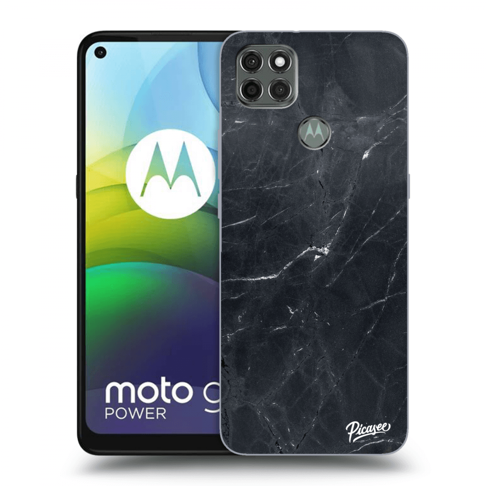 Picasee Motorola Moto G9 Power Hülle - Schwarzes Silikon - Black marble