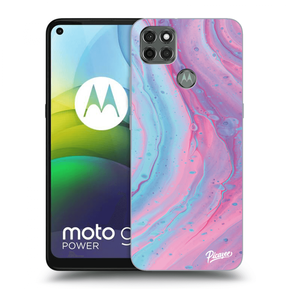 Picasee Motorola Moto G9 Power Hülle - Schwarzes Silikon - Pink liquid