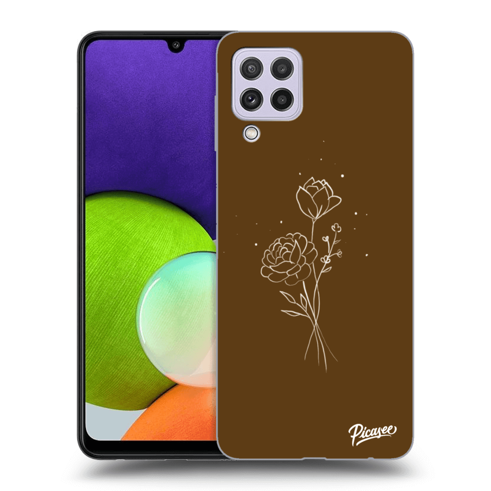 Picasee Samsung Galaxy A22 A225F 4G Hülle - Schwarzes Silikon - Brown flowers